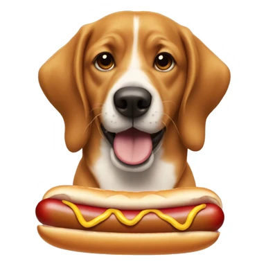 dog eating a giant hot dog sticker