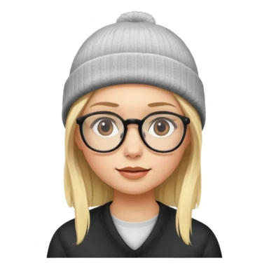 Blonde girl wearing glasses and beanie sticker