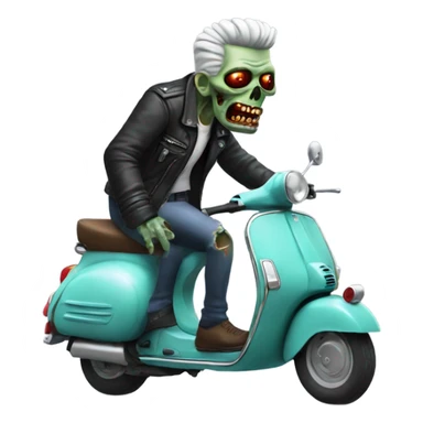 zombie on a vespa with a quiff and a leather jacket sticker