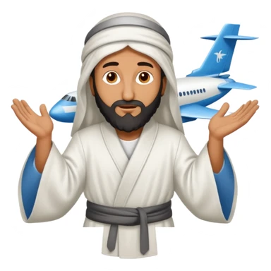 Osama bin Ladin standing on top of a plane with legs and a white robe standing on top of the plane sticker