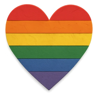 rainbow pride heart, paper craft style, no text sticker