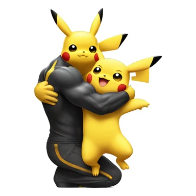 pikachu hugging a bodybuilder  sticker