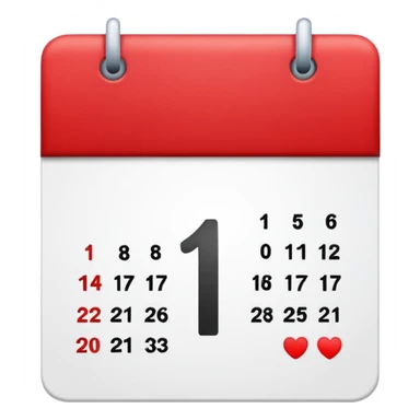 calendar with number 1 red top sticker