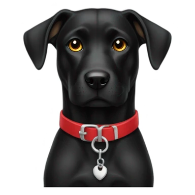 perro negro contento con collar rojo sticker