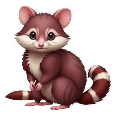 Dark Brownish red soft natural realistic romantic vintage antique divine beautiful elegant pretty precious cute young youthful  Fakémon-Pokémon-alien-Furret-opossum-feline-rodent-hybrid-creature (full body) sticker