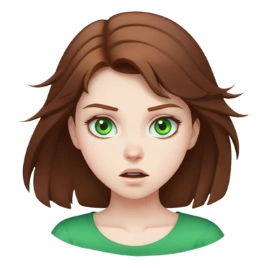Girl with brown hair and green eyes crashing out sticker