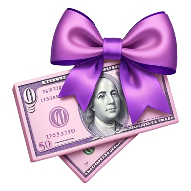 pink money with purple bow sticker