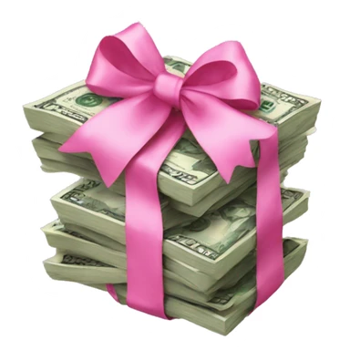 Money stack with pink bow sticker