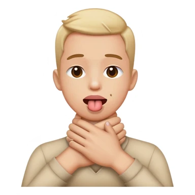 person holding neck crossed hands crossed tongue out sticker
