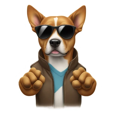 dog doing chill hand sign with sunglasses sticker