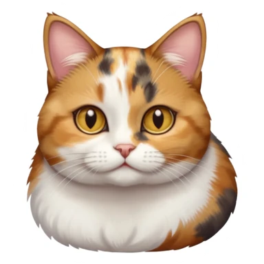 torbie and white cat with small head, hazel eyes, and short but chubby body sticker