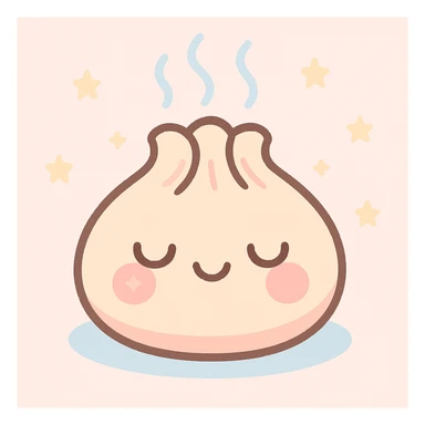 kawaii dumpling with closed eyes, happy expression, steam rising sticker