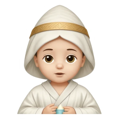 ancient arab baby with conical hat, white sticker
