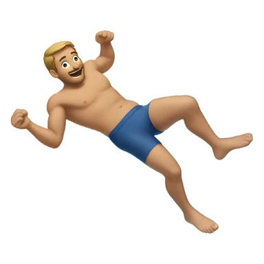 An emoji of a fair-skinned man happily diving headfirst into a pool. sticker