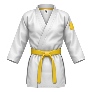 karate gi with a yellow belt sticker