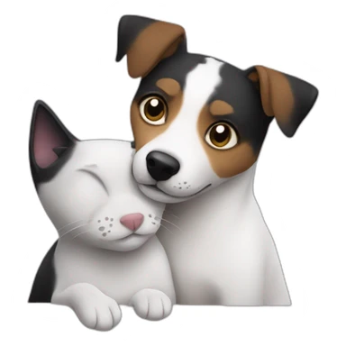 Black mackerel cat and Jack Russell dog hugging sticker