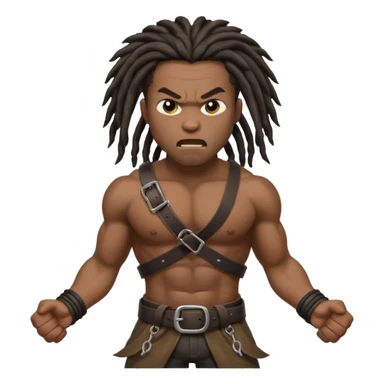 a angry black man with dreads too the side slanging back and forth a belt sticker