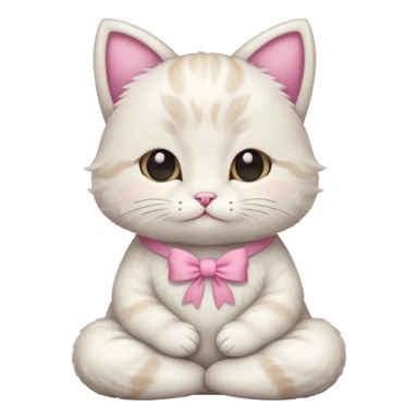 meditating cute cat with pink bow sticker