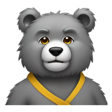 furry grey kung fu bear sticker