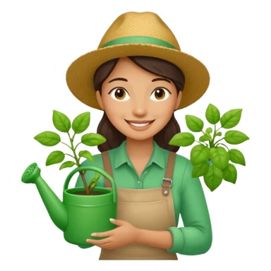 woman gardener with watering pot sticker