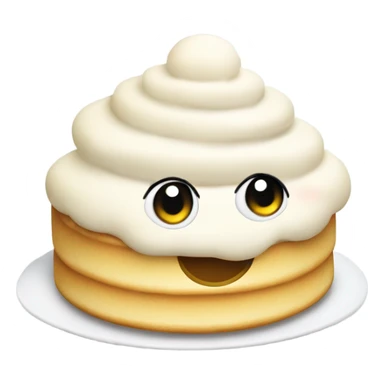 single round cute crumpet with happy face with whipped cream on top sticker