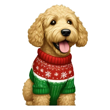Golden doodle wearing christmas Sweater  sticker