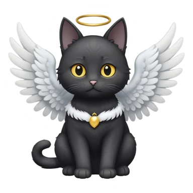 a black cat with white angel wings sticker