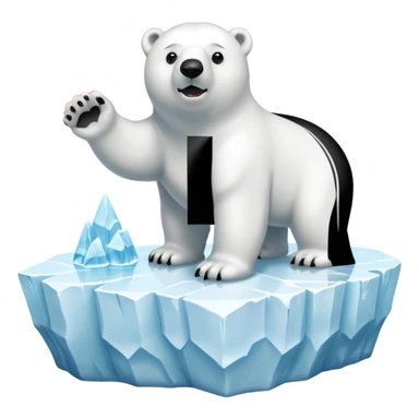 Create a polar bar shooting red lasers out of its eyes on an iceberg with text on the bottom saying “BYE BYE POLAR BEARS” sticker