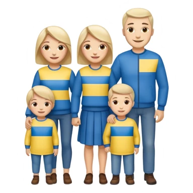 Ukrainian family with ukrainian flag on their clothes sticker