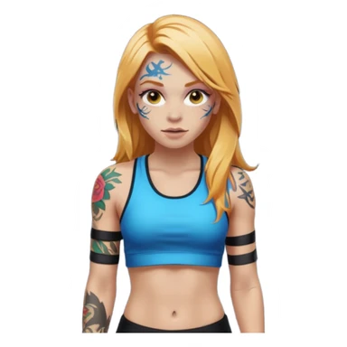 girl with long blonde hair and tattoos and an athletic ginger girl ravers sticker