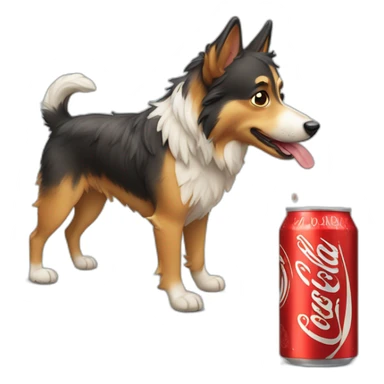 Chien berger australien qui boit un coca sticker