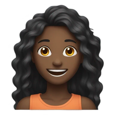 Young half black girl with wick long hair laughing  sticker