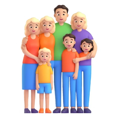 cheerful family of four hugging sticker