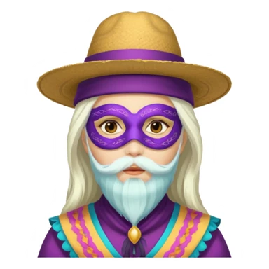 masked Women with hat long white hair & bearded sticker