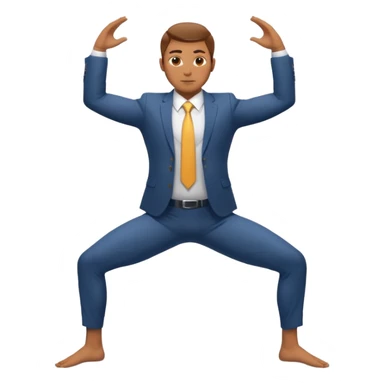 male corporate employee in business suit doing Warrior II yoga pose sticker