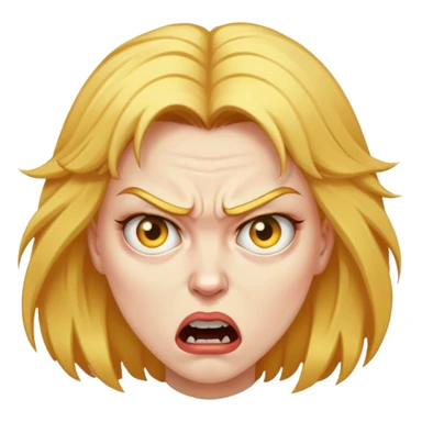 angry woman with weird golden hair sticker