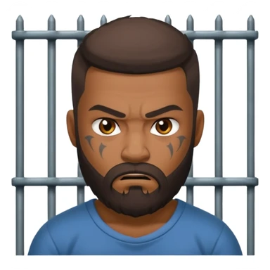 angry tattooed bearded boy male prisoner with prison cell bg sticker