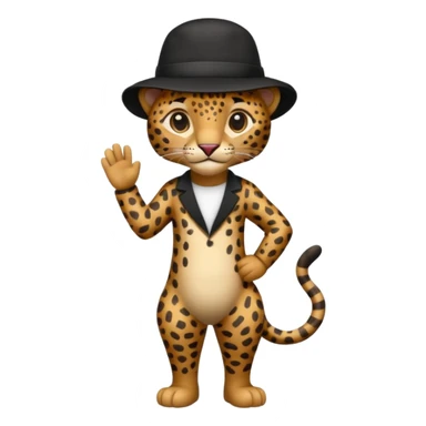full body leopard in a black hat sticker