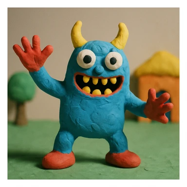 怪人, claymation style, textured and playful sticker