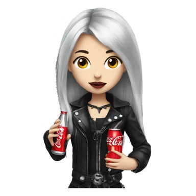 metalhead girl wearing gothic clothes and coca cola on her hand sticker