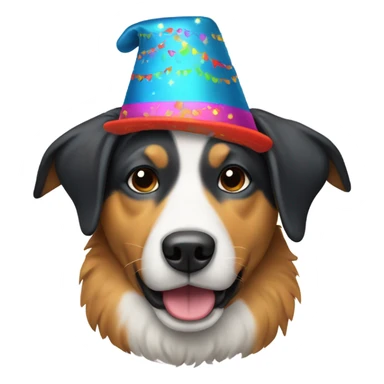 A dog in a New Year's hat sticker