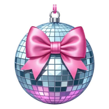 Disco ball with a pink bow on top sticker