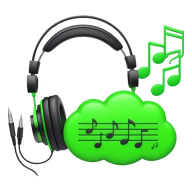 Create a creative and inspiring emoji that represents writing music tracks. The design should feature musical notes, a pen or pencil, and a digital audio workstation (DAW) interface or a computer screen with a visible waveform, symbolizing the process of composing and arranging a track. Add elements like a metronome or a pair of headphones to reflect the recording and editing aspects. Use vibrant colors like electric blue, purple, or neon green to represent creativity and innovation in music production. The background should be transparent. sticker