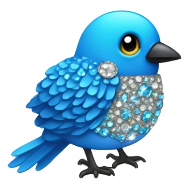 Big bedazzled blue baby bird  sticker