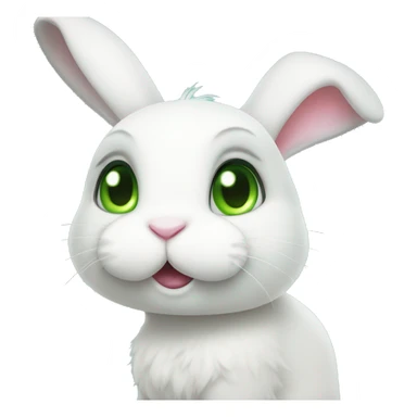 Cute White bunny with light-green eyes and a question mark above her bunny head sticker