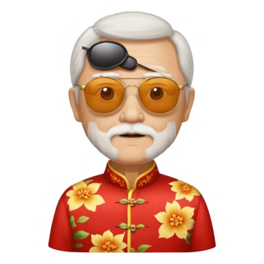 cheongsam ancient old man with sunglasses sticker