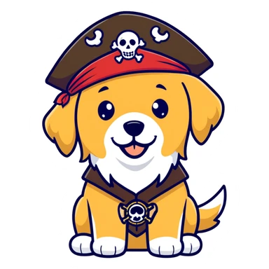 Golden Retriever usando fantasia de pirata  sticker