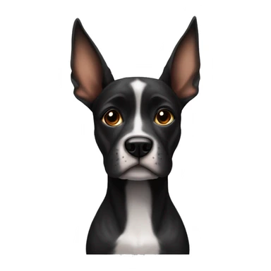 Black Brindle dog with big pointy ears and a white snout  sticker