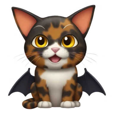 Tortoiseshell cat wearing bat wings sticker
