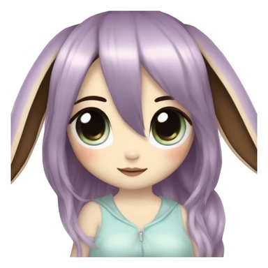 Kawaii Shiny Pastel Eevee with dark brown long emo hair covering her eyes Full Body sticker